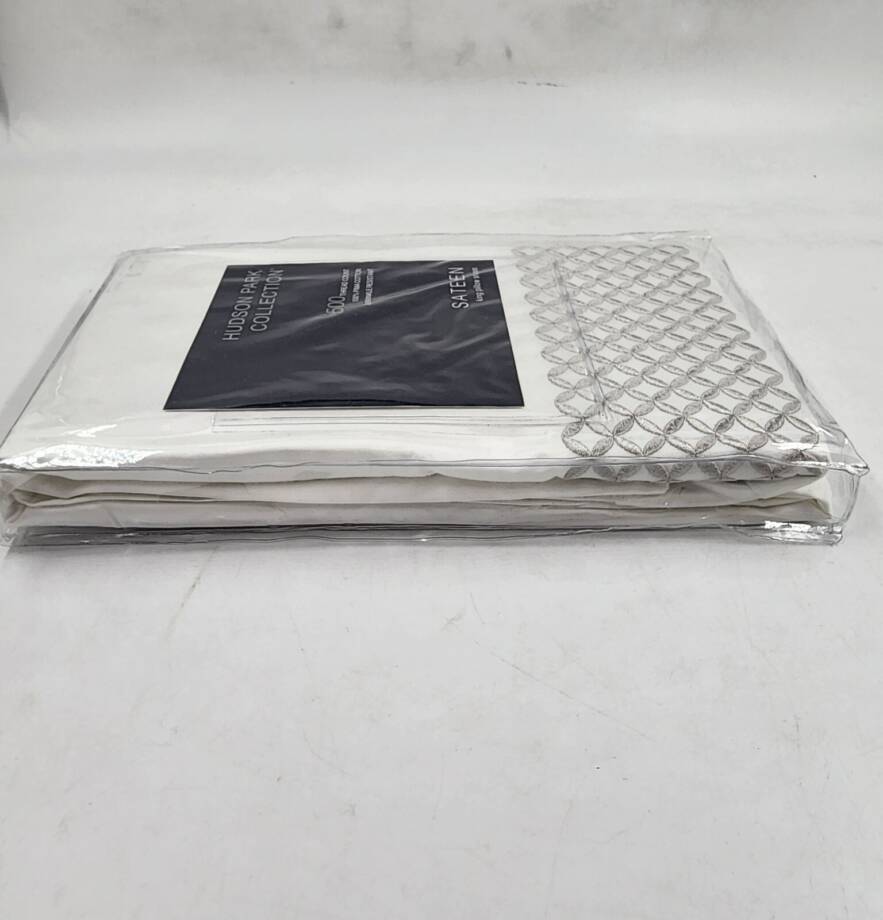 Hudson Park Collection Embroidered Geo King Pillow Sham 20in x 36in Silver