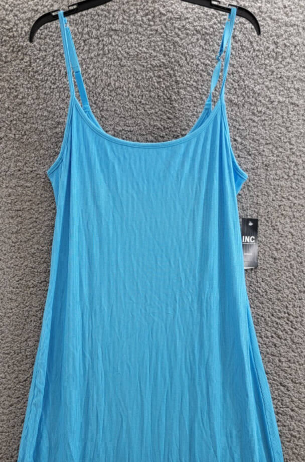 I.N.C. International Concepts Sparkle Knit Nightgown Women XL Cyan Blue Pullover