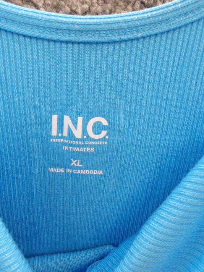 I.N.C. International Concepts Sparkle Knit Nightgown Women XL Cyan Blue Pullover