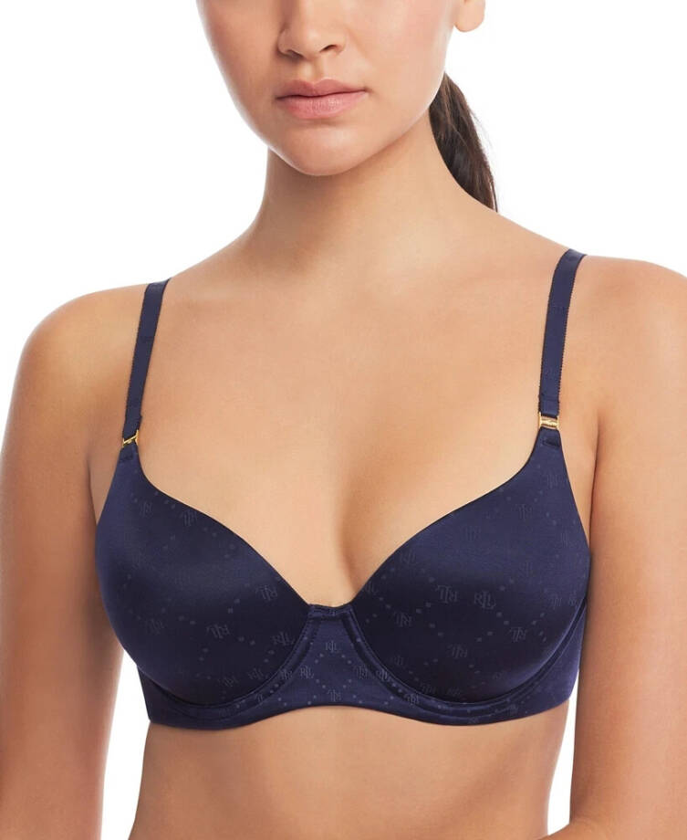 Lauren Ralph Lauren Comfort Collection Repeat-Logo T-shirt Bra Women's 32C Navy