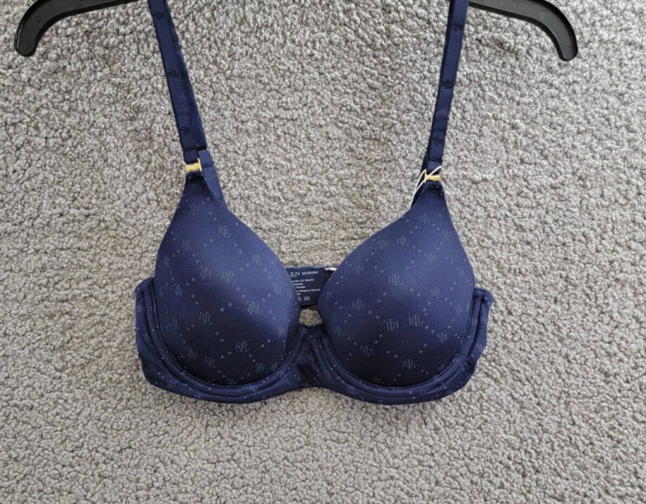 Lauren Ralph Lauren Comfort Collection Repeat-Logo T-shirt Bra Women's 32C Navy