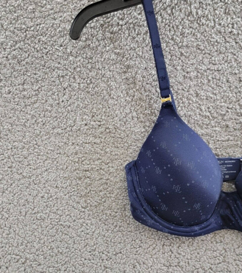 Lauren Ralph Lauren Comfort Collection Repeat-Logo T-shirt Bra Women's 32C Navy