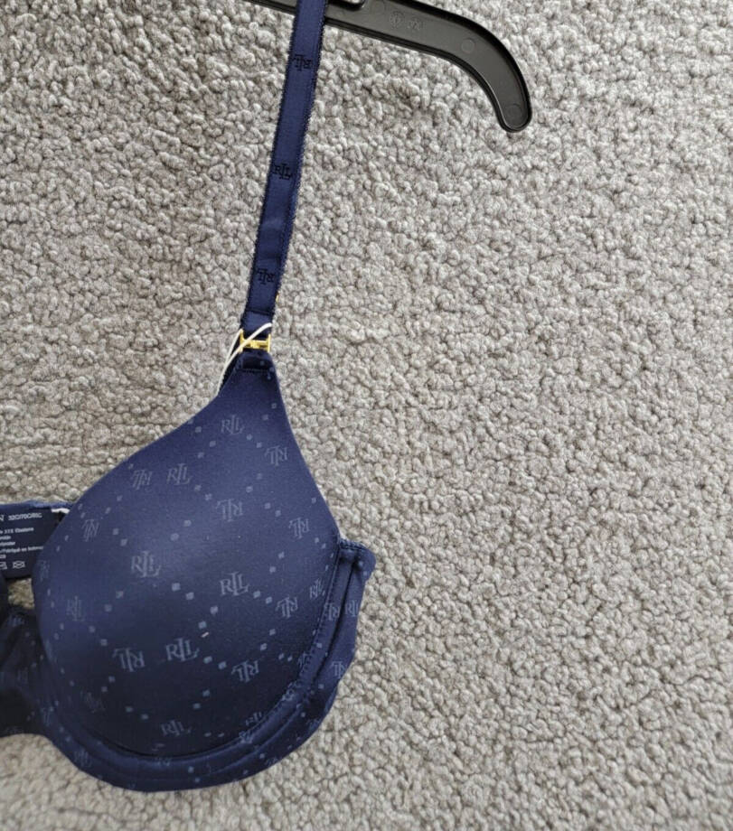 Lauren Ralph Lauren Comfort Collection Repeat-Logo T-shirt Bra Women's 32C Navy