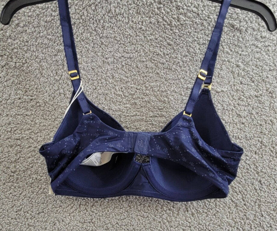 Lauren Ralph Lauren Comfort Collection Repeat-Logo T-shirt Bra Women's 32C Navy