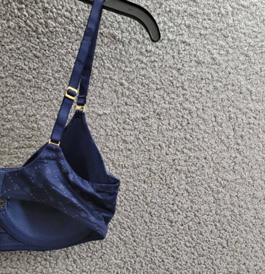 Lauren Ralph Lauren Comfort Collection Repeat-Logo T-shirt Bra Women's 32C Navy