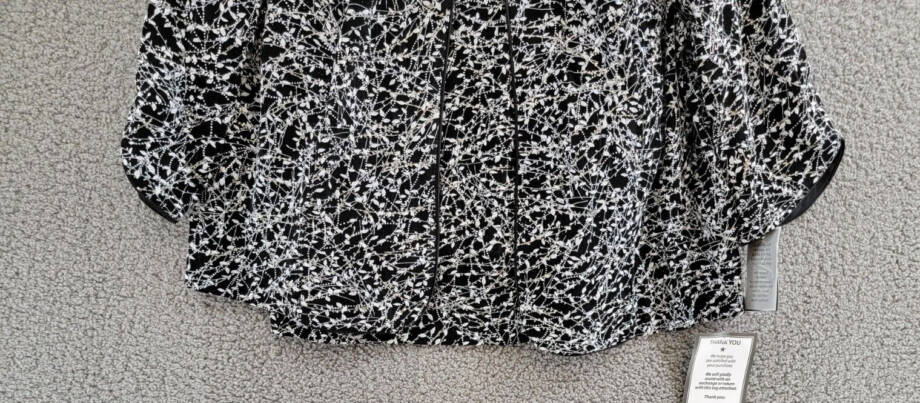 Alex Evenings Plus Size Printed Mandarin Jacket & Top Set Women's 1X Black/White