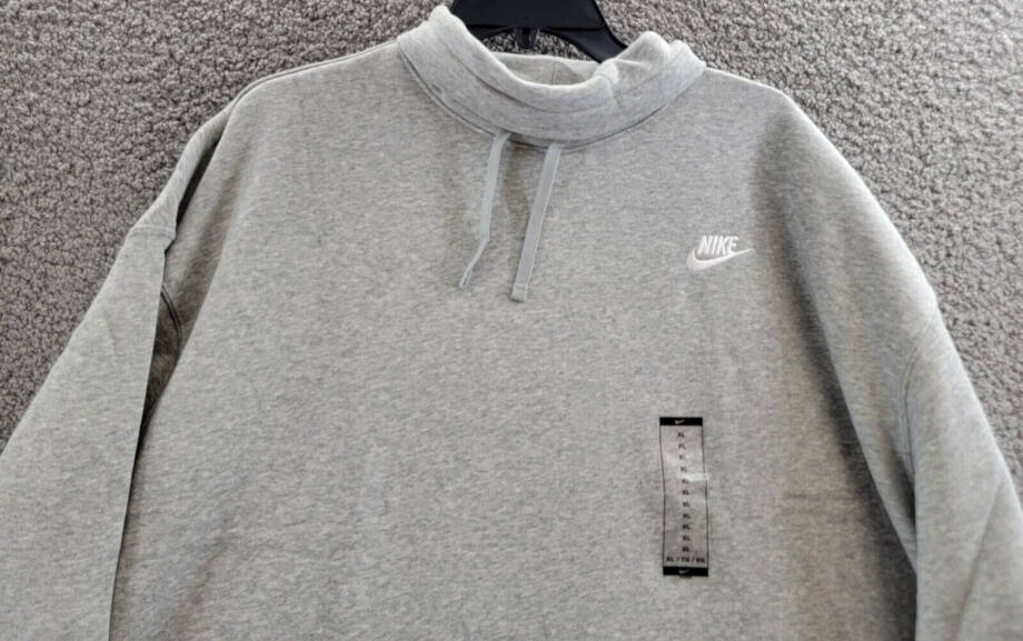 Nike Sportswear Club Fleece Oversized Mock-Neck Sweatshirt Women's XL Light Gray