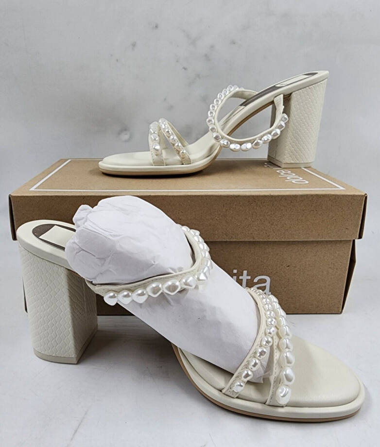 Dolce Vita Barrit Embellished Strappy High Heel Sandals Women's 8.5 Vanilla