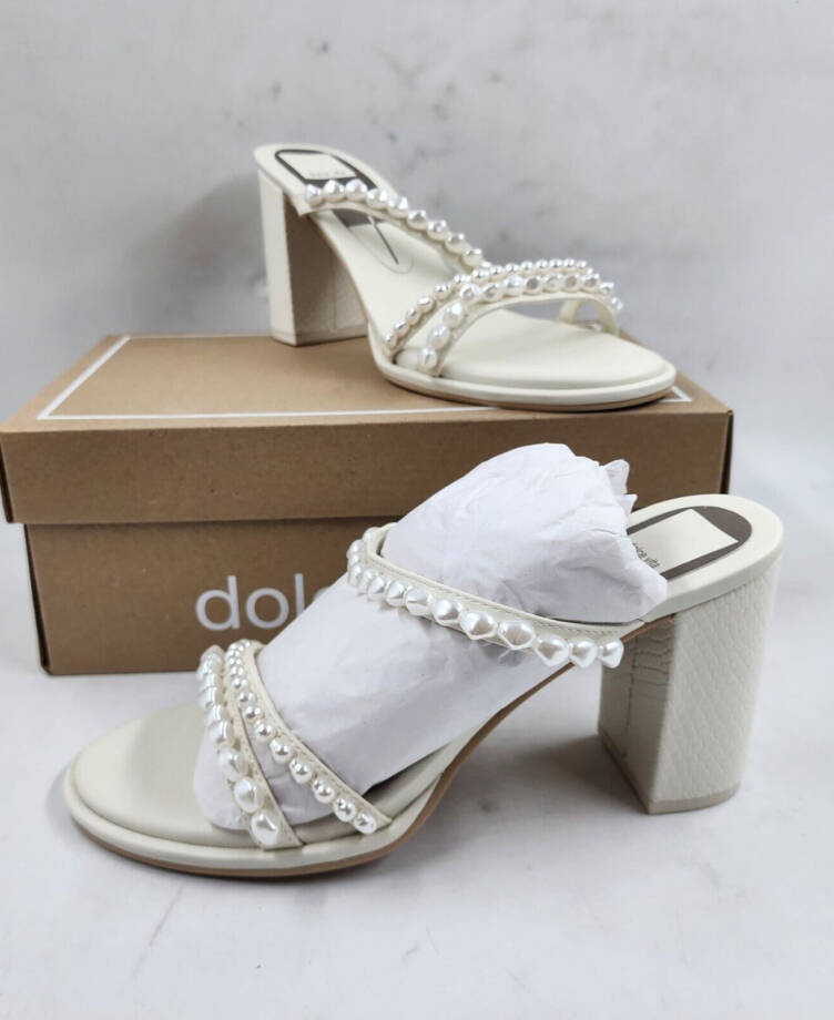 Dolce Vita Barrit Embellished Strappy High Heel Sandals Women's 8.5 Vanilla