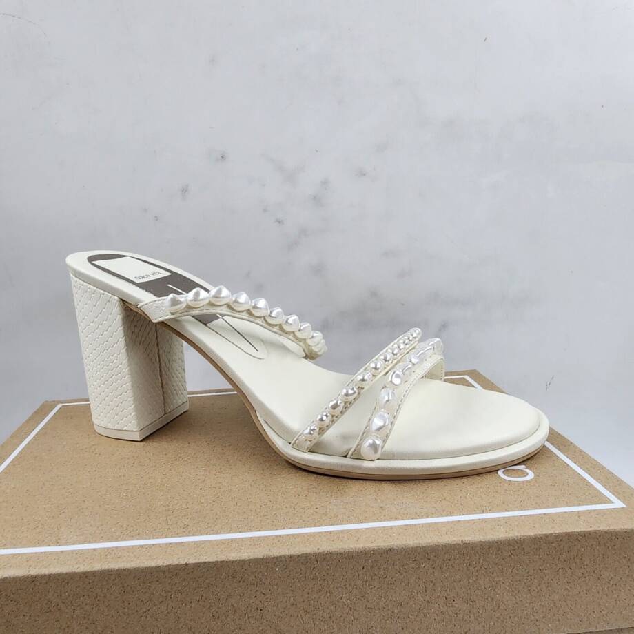 Dolce Vita Barrit Embellished Strappy High Heel Sandals Women's 8.5 Vanilla