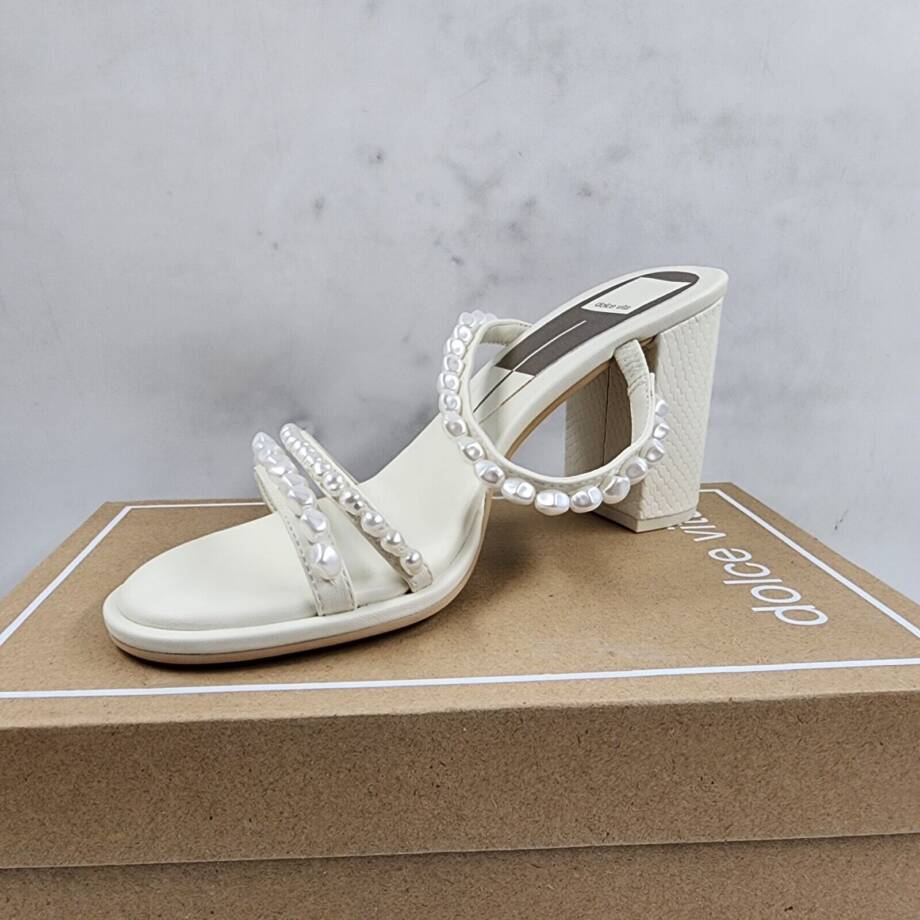 Dolce Vita Barrit Embellished Strappy High Heel Sandals Women's 8.5 Vanilla