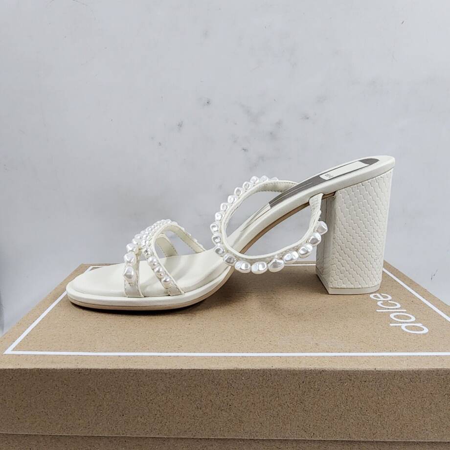 Dolce Vita Barrit Embellished Strappy High Heel Sandals Women's 8.5 Vanilla