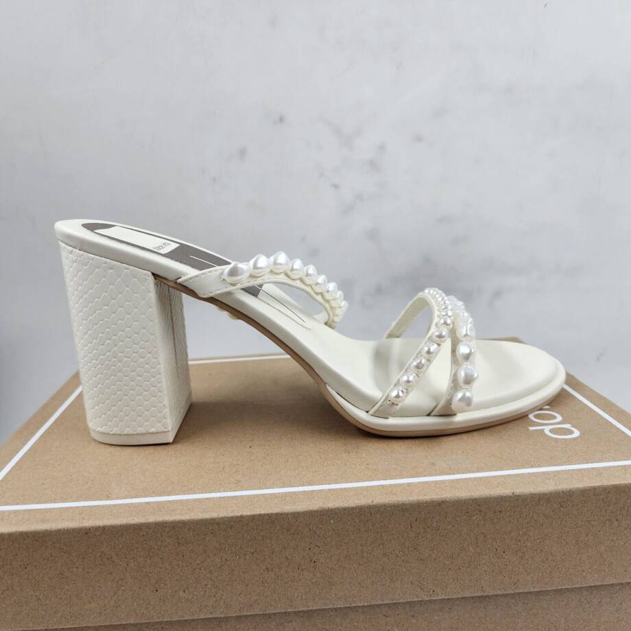 Dolce Vita Barrit Embellished Strappy High Heel Sandals Women's 8.5 Vanilla