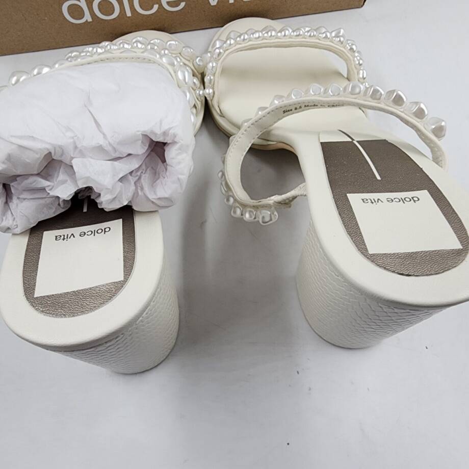 Dolce Vita Barrit Embellished Strappy High Heel Sandals Women's 8.5 Vanilla