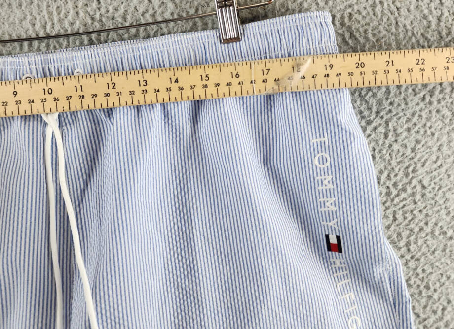 Tommy Hilfiger Striped Swim 5" Trunks Men's XXL Ithaca White Blue Spell