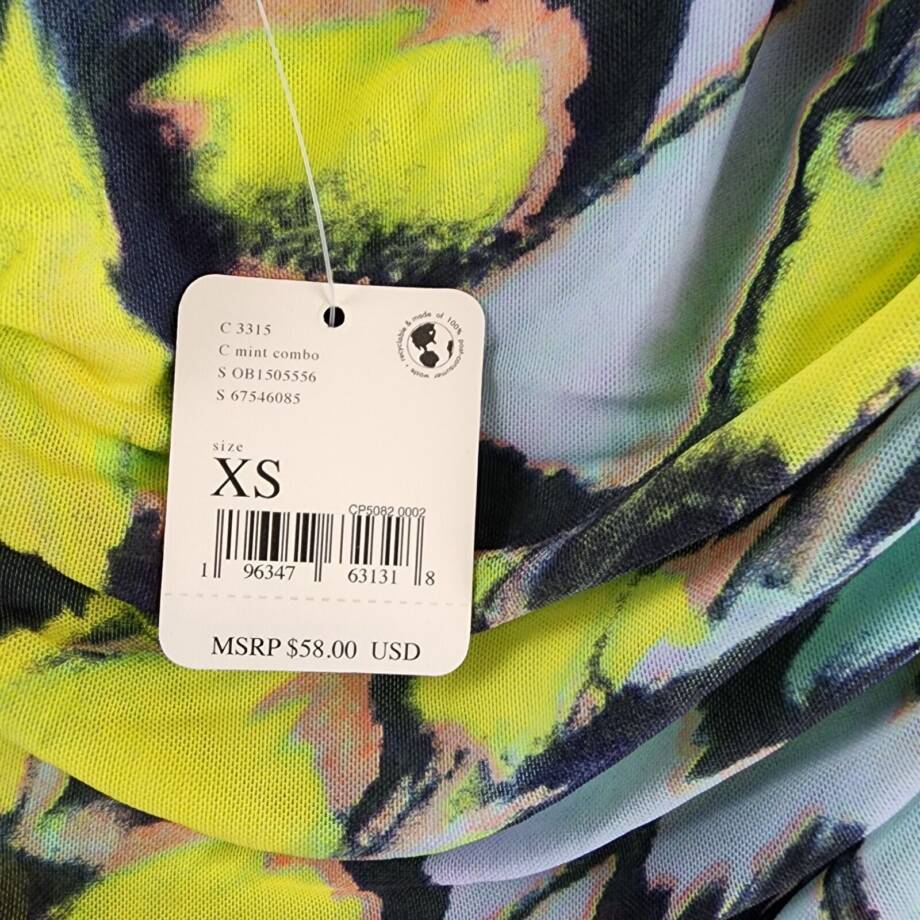 Free People Printed Avenue Tank Top Women's XS Multi Square Neck Tie Shoulder
