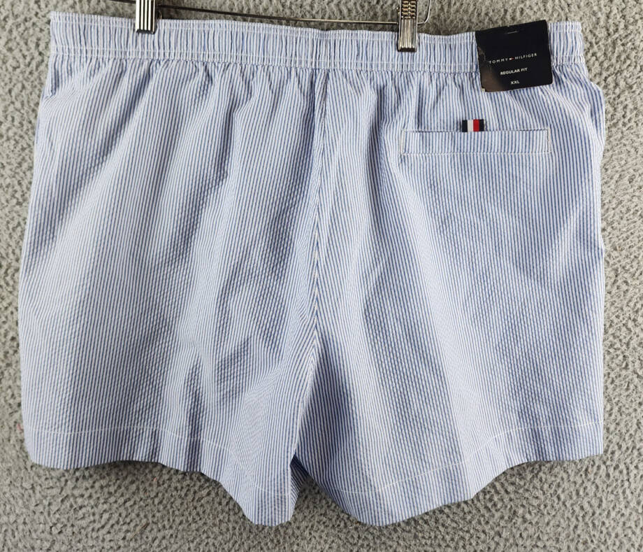 Tommy Hilfiger Striped Swim 5" Trunks Men's XXL Ithaca White Blue Spell