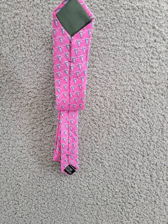Lauren Ralph Lauren Silk Blend Classic Sailboat Tie Boys Pink/Blue Keeper Loop~