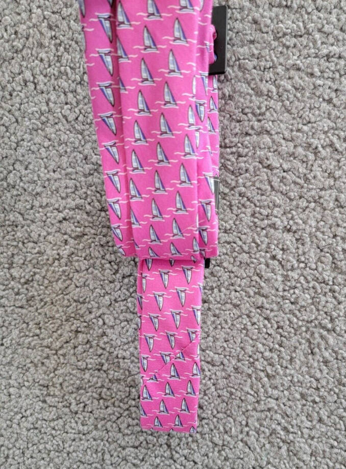 Lauren Ralph Lauren Silk Blend Classic Sailboat Tie Boys Pink/Blue Keeper Loop~