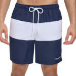 Calvin Klein Colorblocked 7" Swim Trunks Men's XXL Navy Back Pocket Drawstring~