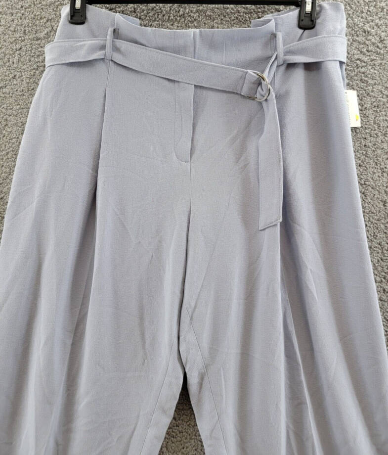 BAR III Textured Crepe Paper-Bag Straight-Leg Ankle Pants Women's 20W Moonstone+