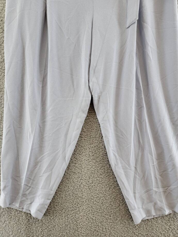 BAR III Textured Crepe Paper-Bag Straight-Leg Ankle Pants Women's 20W Moonstone+