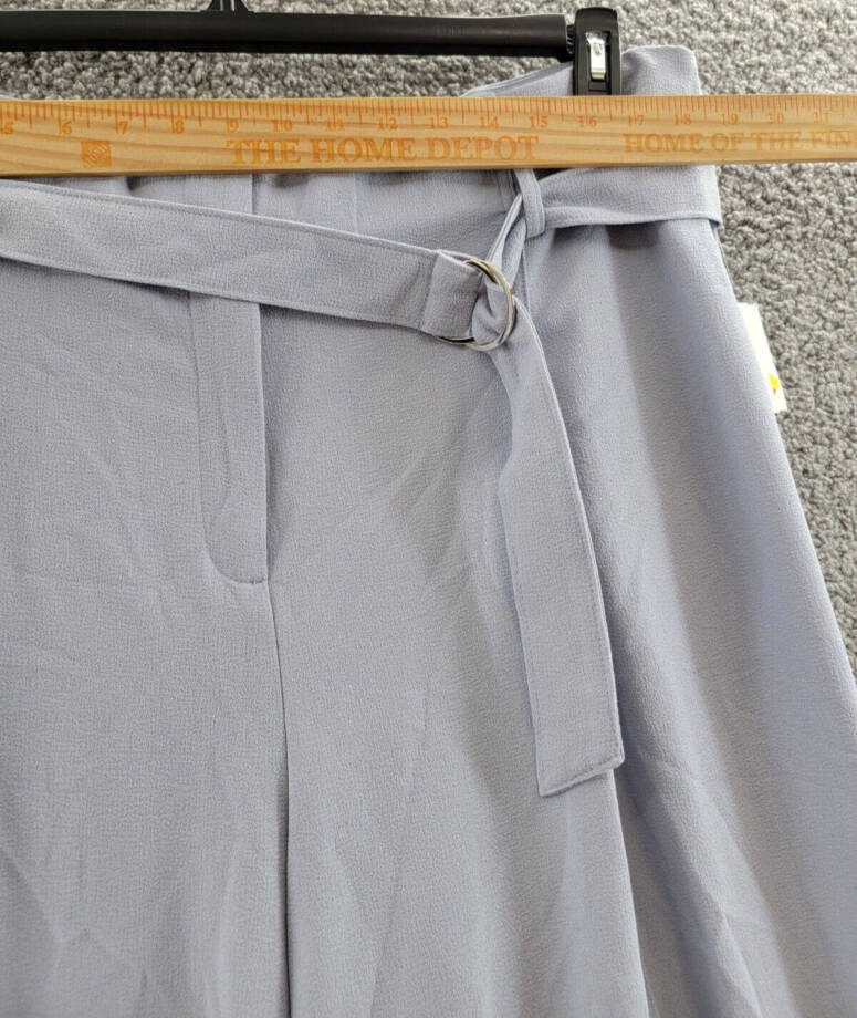 BAR III Textured Crepe Paper-Bag Straight-Leg Ankle Pants Women's 20W Moonstone+