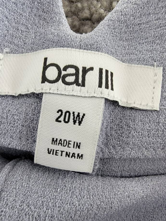 BAR III Textured Crepe Paper-Bag Straight-Leg Ankle Pants Women's 20W Moonstone+