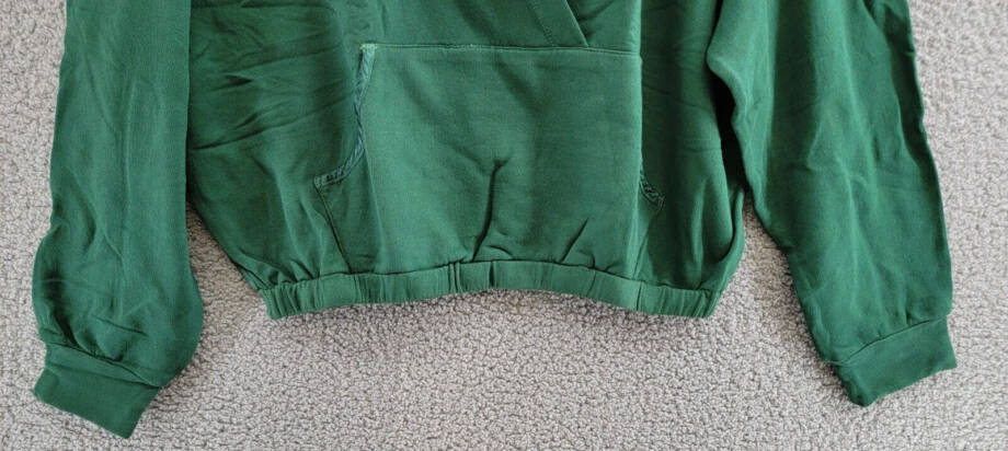 Monrow Super Soft Fleece V-Neck Hoodie Women's L Evergreen Kangaroo Pockets L/S