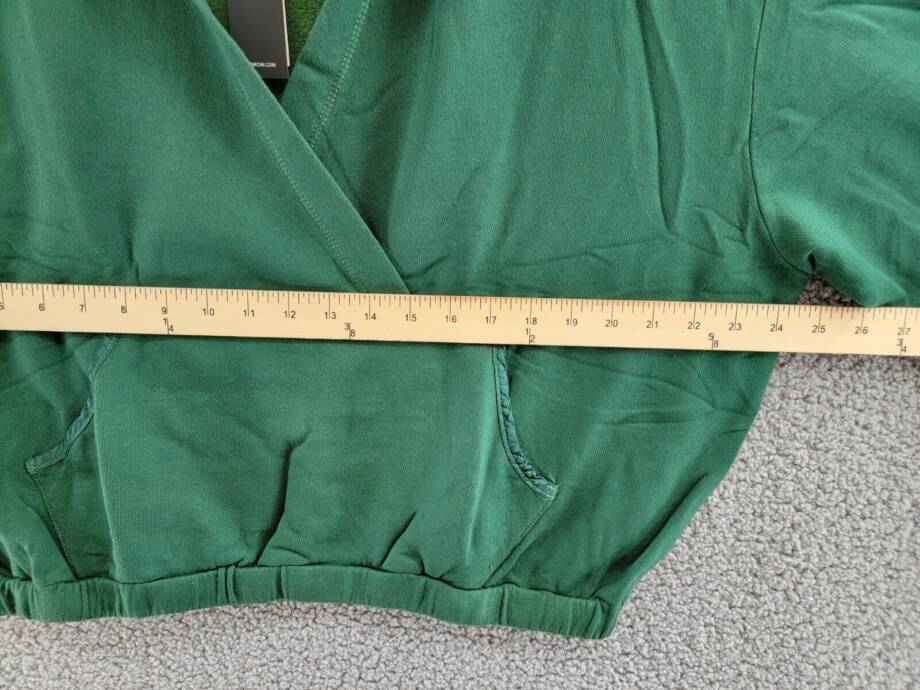 Monrow Super Soft Fleece V-Neck Hoodie Women's L Evergreen Kangaroo Pockets L/S