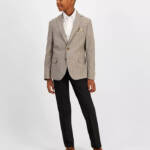 B By Brooks Brothers Classic Stretch Suit Jacket Big Boys 16R Brown/Cream L/S