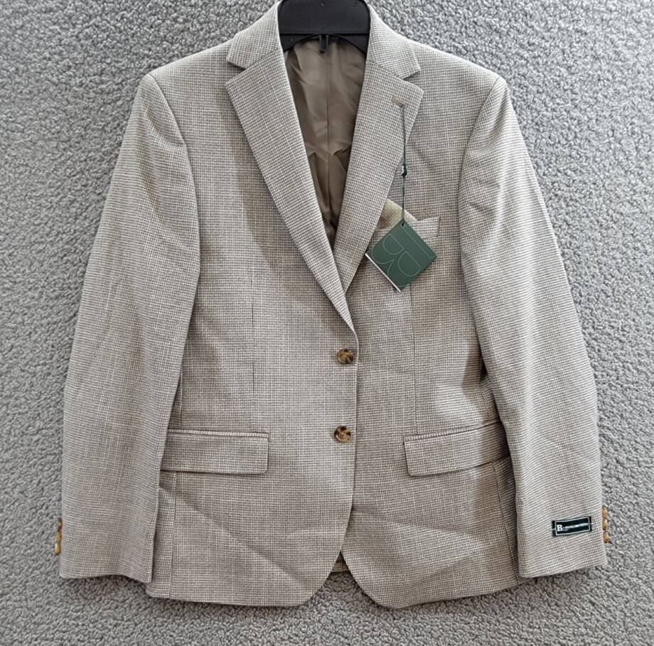 B By Brooks Brothers Classic Stretch Suit Jacket Big Boys 16R Brown/Cream L/S