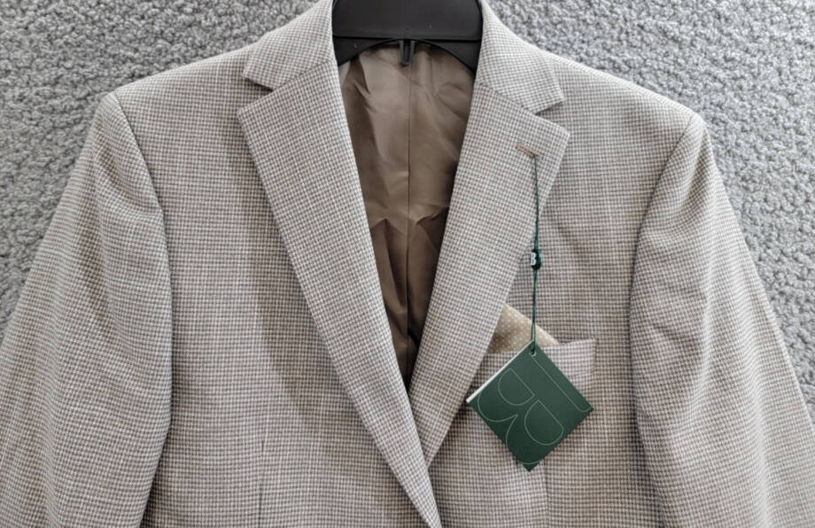 B By Brooks Brothers Classic Stretch Suit Jacket Big Boys 16R Brown/Cream L/S