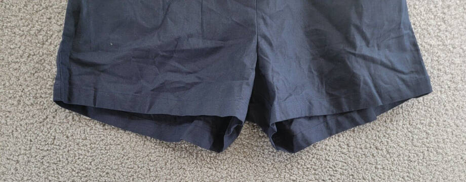 Aqua Linen Blend Mini Pleated Casual Short Women's L Navy Drawstring Pull On~