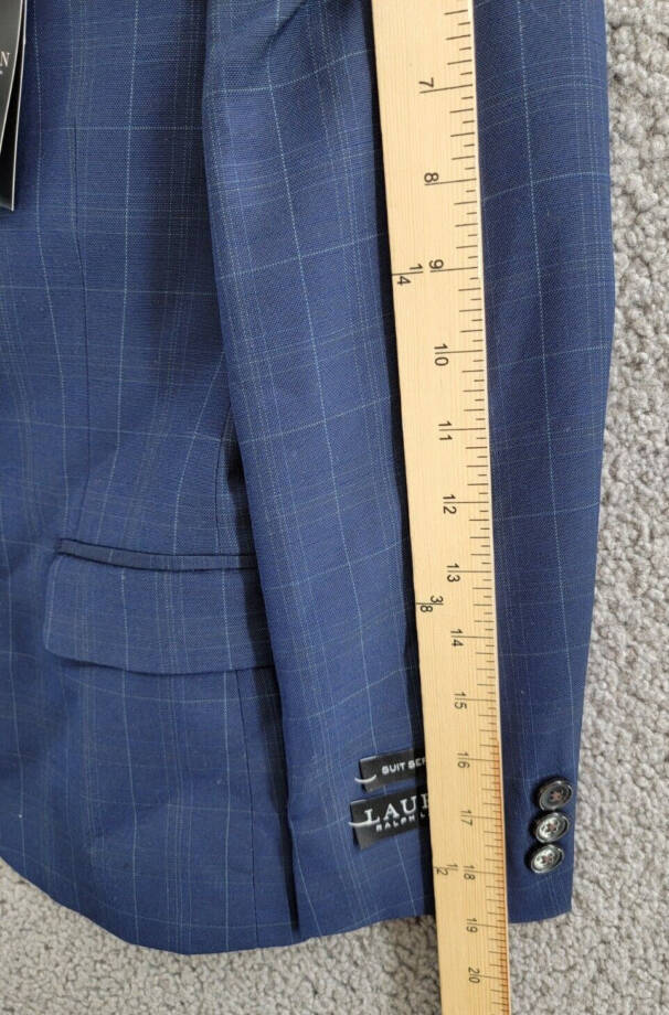 Lauren Ralph Lauren Plaid Classic Suit Jacket Big Boys 10R Dark Blue Long Sleeve