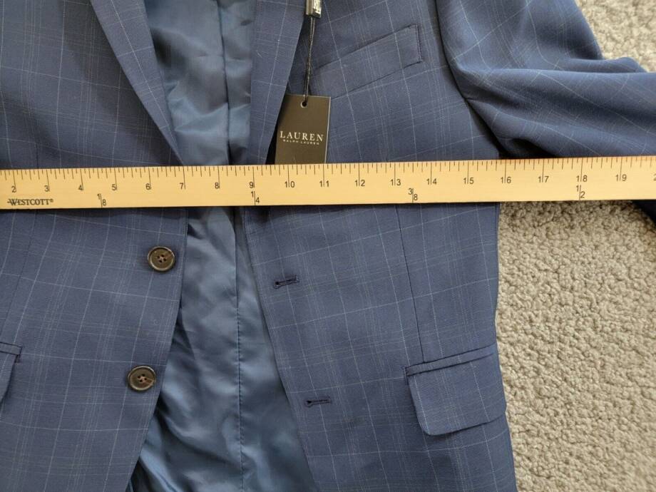 Lauren Ralph Lauren Plaid Classic Suit Jacket Big Boys 10R Dark Blue Long Sleeve