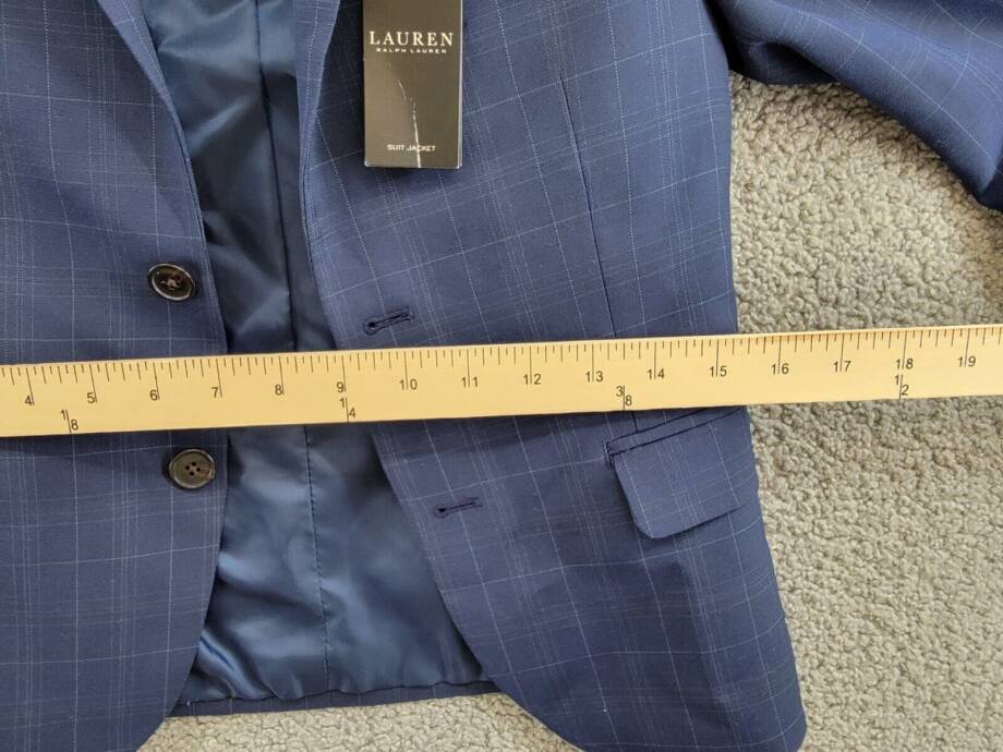 Lauren Ralph Lauren Plaid Classic Suit Jacket Big Boys 10R Dark Blue Long Sleeve