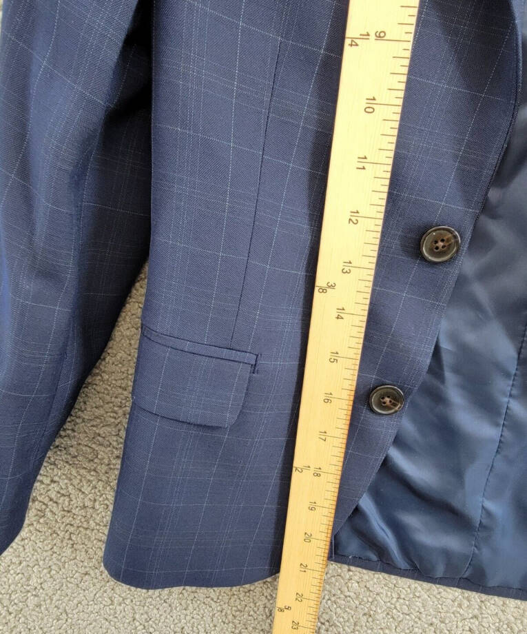 Lauren Ralph Lauren Plaid Classic Suit Jacket Big Boys 10R Dark Blue Long Sleeve