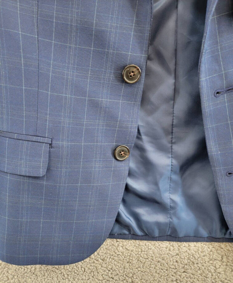 Lauren Ralph Lauren Plaid Classic Suit Jacket Big Boys 10R Dark Blue Long Sleeve