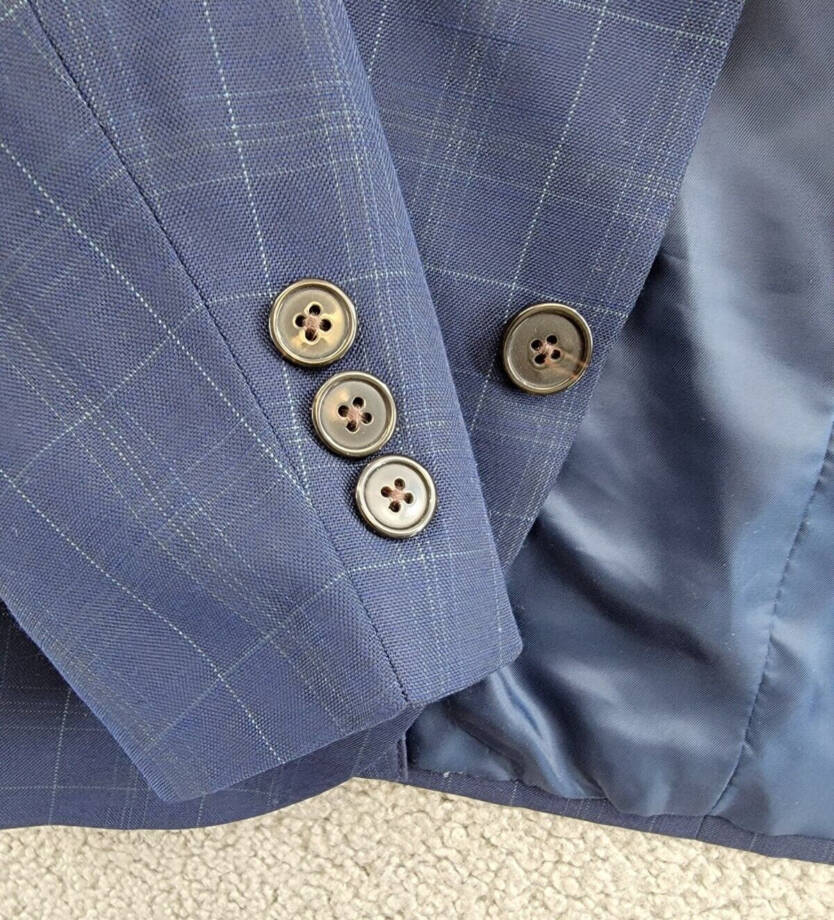 Lauren Ralph Lauren Plaid Classic Suit Jacket Big Boys 10R Dark Blue Long Sleeve