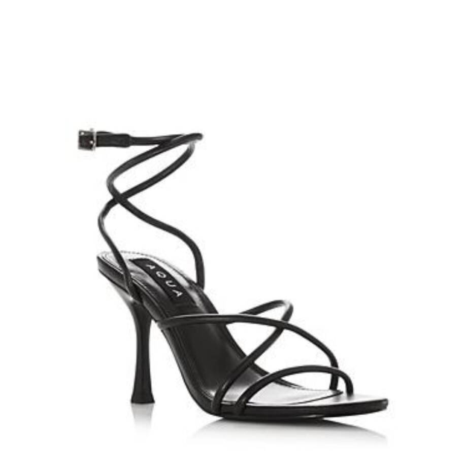 AQUA Arlow Ankle Strap High Heel Sandals Women's 9.5 Black Buckle Strap Closure