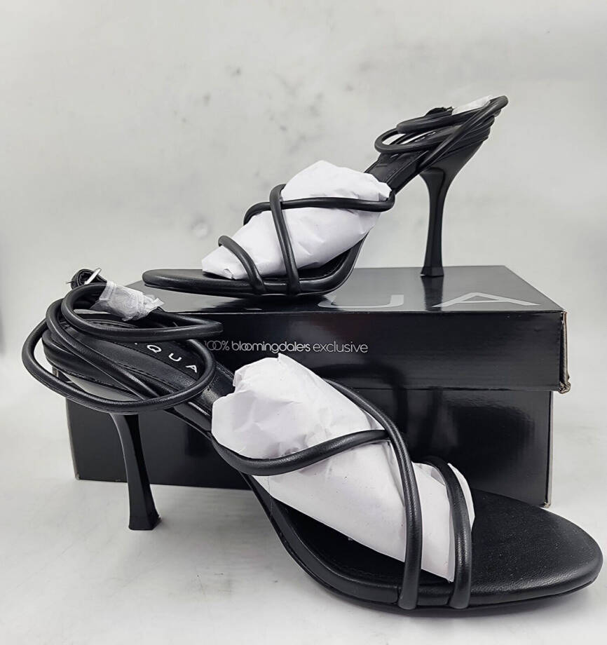 AQUA Arlow Ankle Strap High Heel Sandals Women's 9.5 Black Buckle Strap Closure