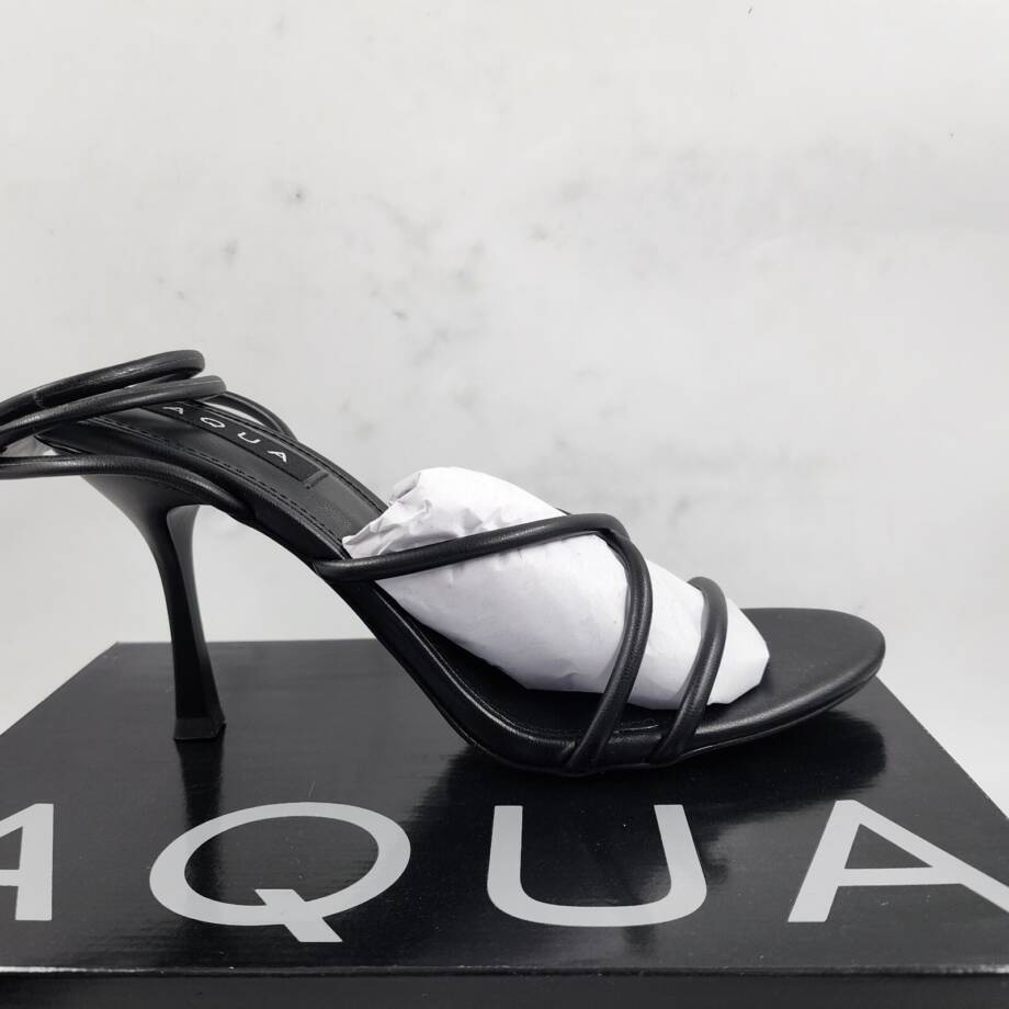 AQUA Arlow Ankle Strap High Heel Sandals Women's 9.5 Black Buckle Strap Closure