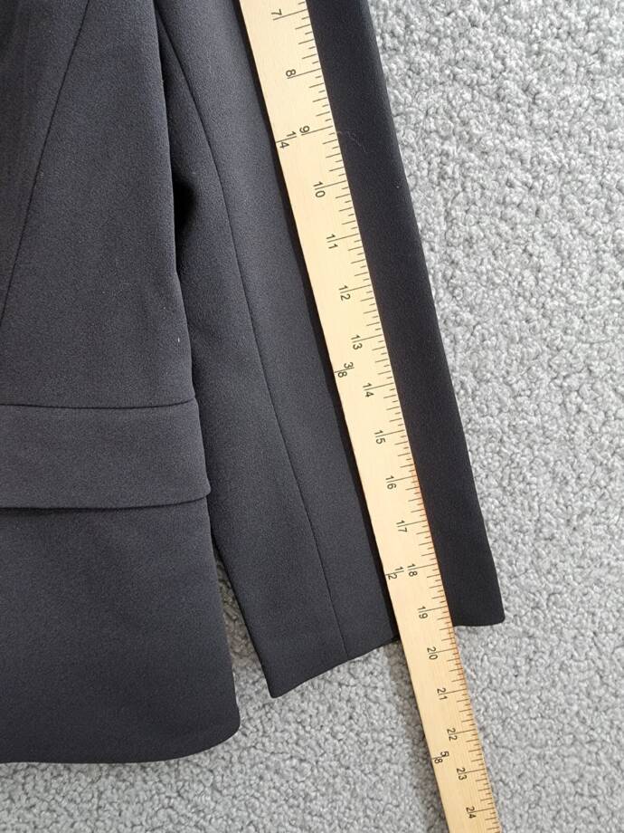 Kasper Collarless Open-Front Long-Sleeve Jacket Women's S Black Flap Pockets