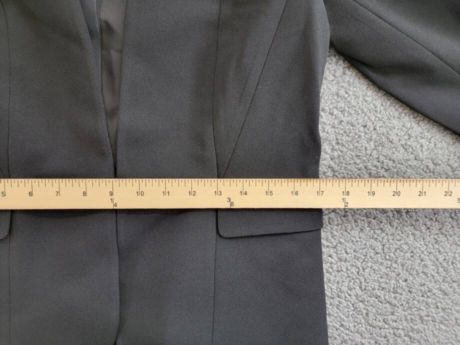 Kasper Collarless Open-Front Long-Sleeve Jacket Women's S Black Flap Pockets
