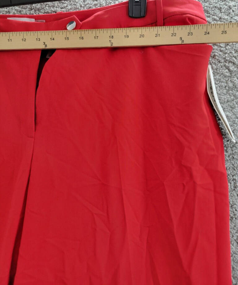 Calvin Klein Plus Size Mid-Rise Straight-Leg Pants Women's 24W Red Zip Closure~