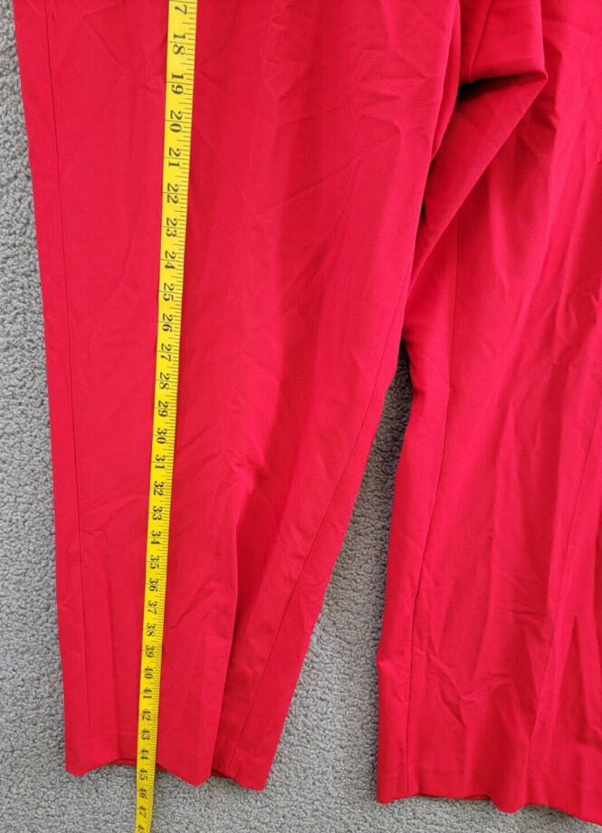 Calvin Klein Plus Size Mid-Rise Straight-Leg Pants Women's 24W Red Zip Closure~