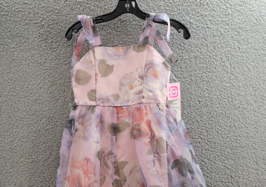 Rare Editions Floral-Print Organza Maxi Dress Big Girls 8 Lavender Zip Closure