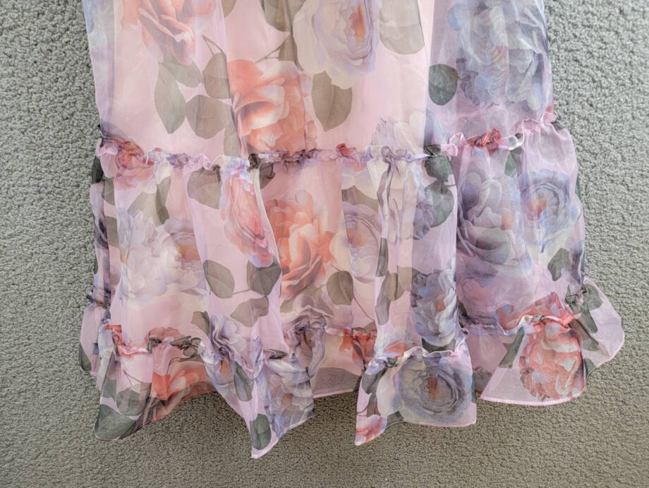 Rare Editions Floral-Print Organza Maxi Dress Big Girls 8 Lavender Zip Closure
