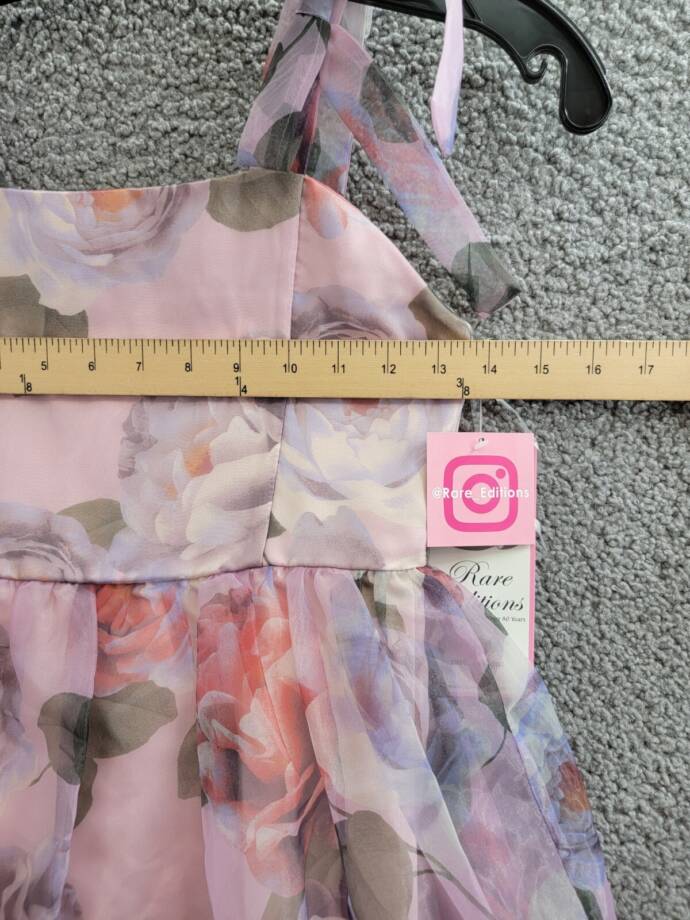 Rare Editions Floral-Print Organza Maxi Dress Big Girls 8 Lavender Zip Closure